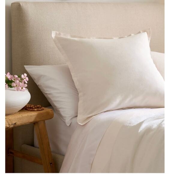 Quince European Linen Euro 26"X 26" Sham Solid White NWOT #33 - Picture 3 of 3